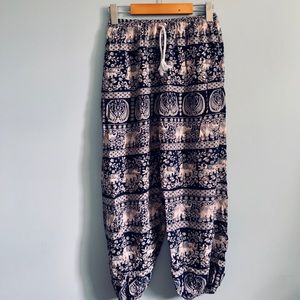 Tribal Print Boho Pants, Yoga Pants, Harem Pants